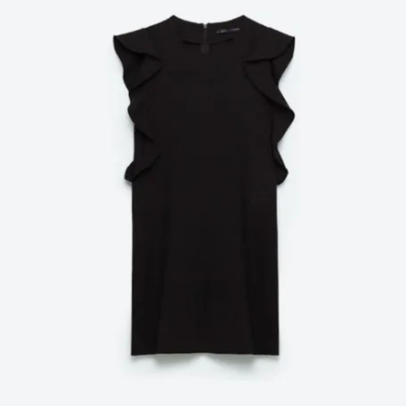 Zara Women Black Ruffle Sleeve Mini dress - Picture 2 of 12